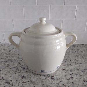 Friendship Roseville Pottery Cream and Blue Cookie Jar/Bean Pot
